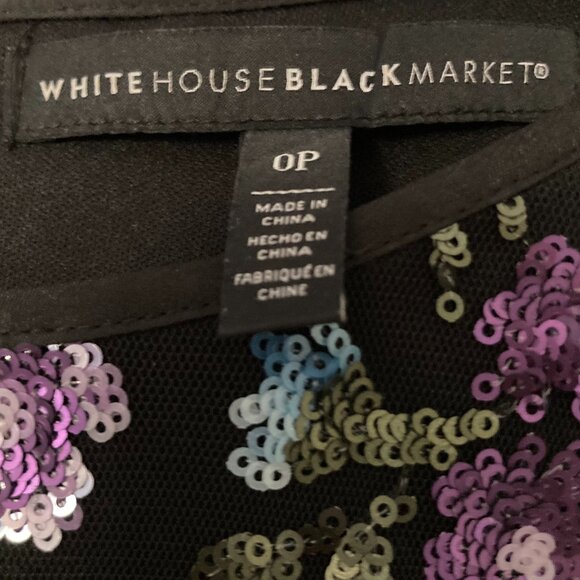 NWOT WHITE HOUSE BLACK MARKET BLACK HALTER DRESS with COLORFUL SEQUIN ACCENTS - Picture 9 of 14
